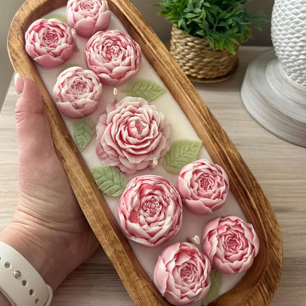 Peony Rose Silicone Candle Mol - Candle Making Austin recension och pris